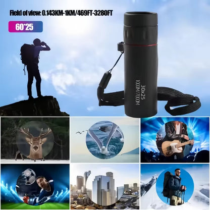 2000X25 HD Monocular Telescope: Mini Portable, for Outdoor Camping, Hunting & Birdwatching